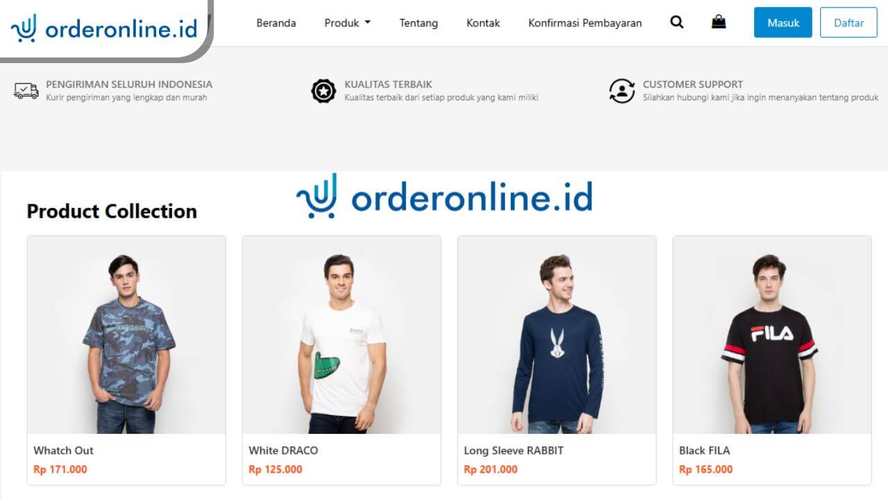 Template toko online dengan Orderonline.id